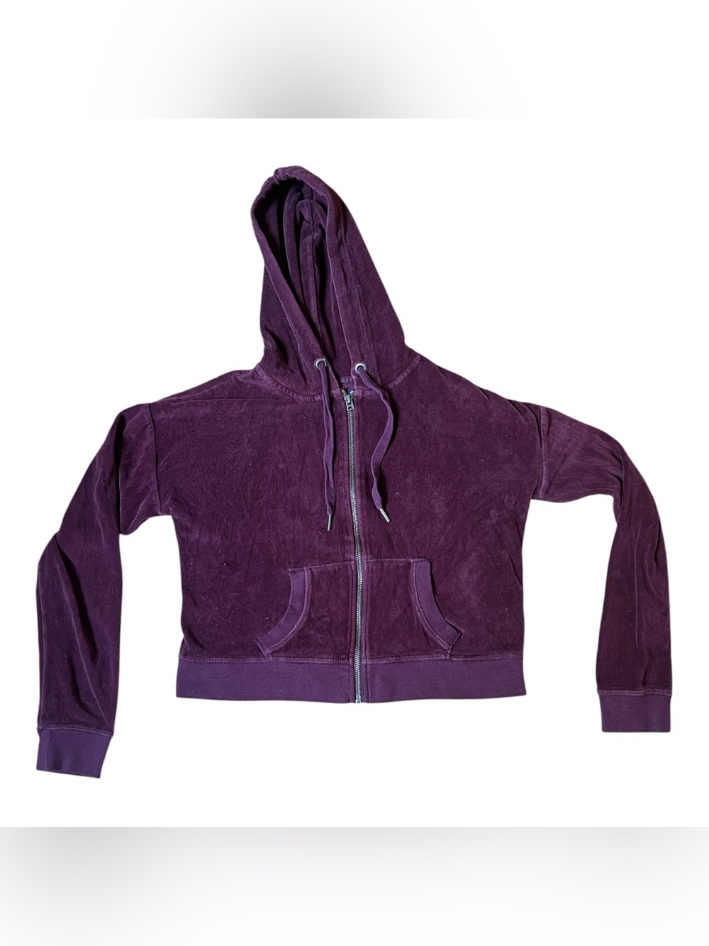 Aeropostale Y2K Vibes Velour Full-Zip Hoodie – Junior’s Small Burgundy Maroon